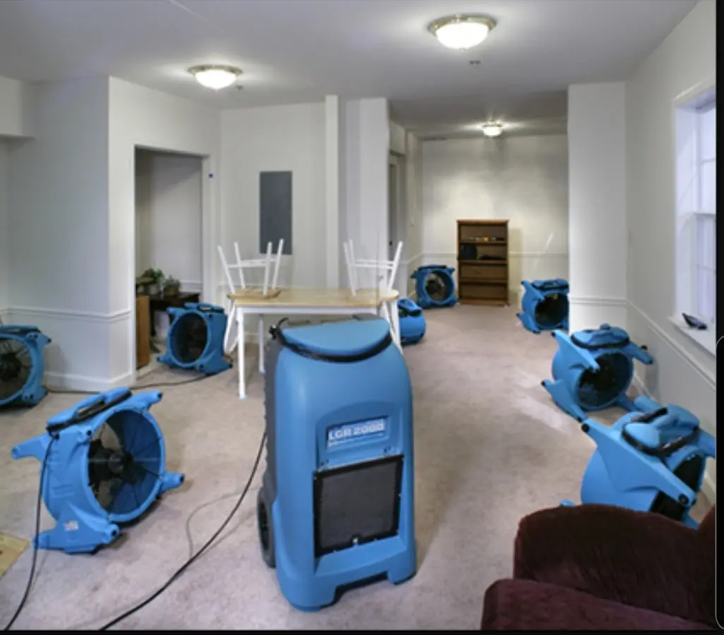 Air movers and dehumidifier setup for Water Extraction & Removal in Wesley Hills